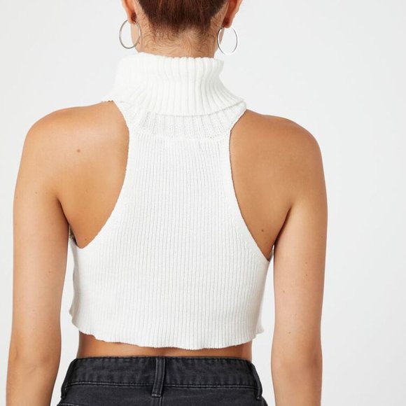 Forever 21 Sweater-Knit Turtleneck Crop Top - White - Size Small - Picture 2 of 4